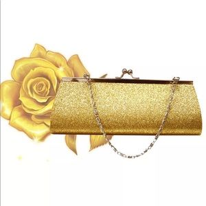 Glamorous Golden Glitter Handbag Clutch Purse Bag